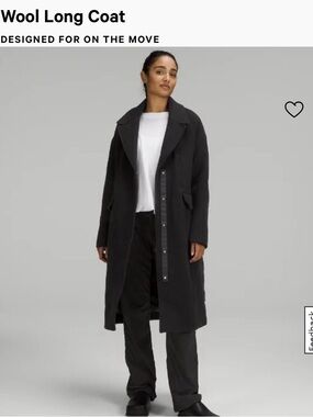 lululemon athletica Black Wool Long Trench Coat